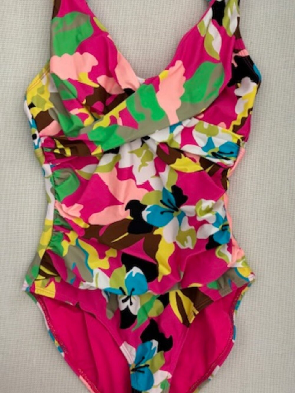NWOT - Anne Cole Bright Multi Color Floral Print One Piece Swimsuit - Size 6